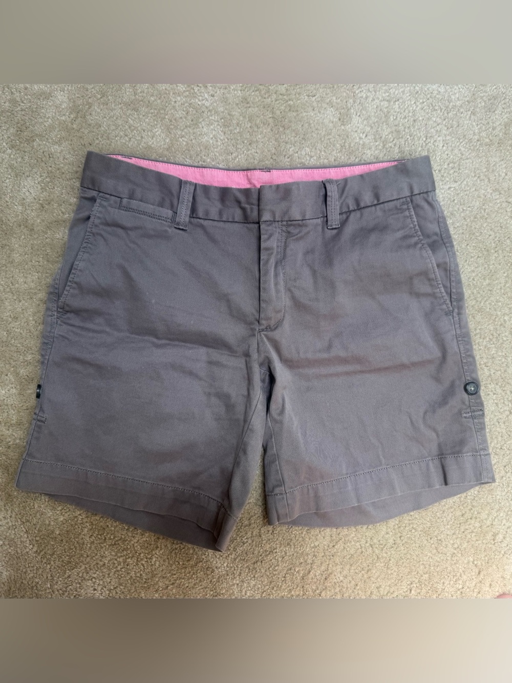 Banana Republic Sz 6 Dark Tan  Shorts with Pink Waistband Accent